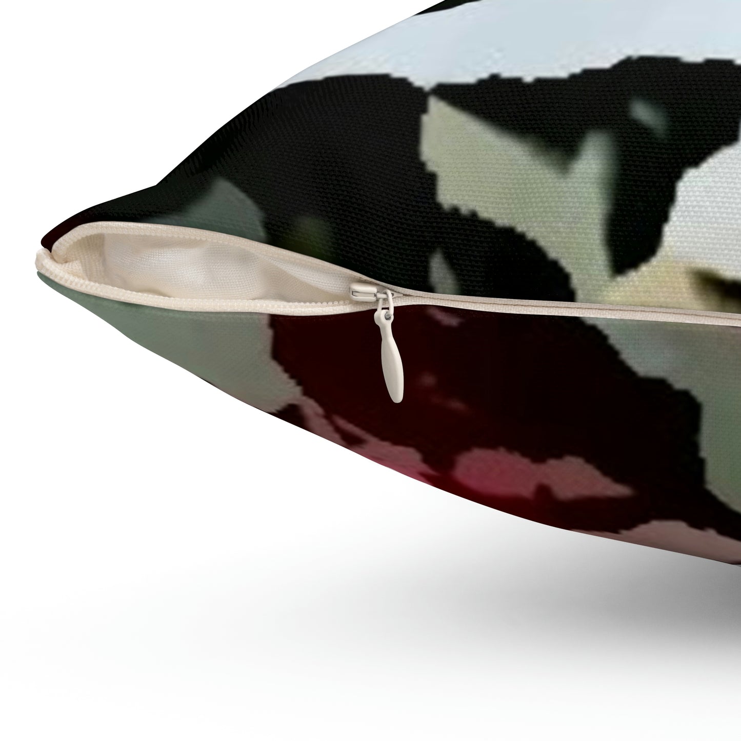 Spun Polyester Square Pillow ... "A Friendly Flower" ... Pointsettia 'Pointing' ... Original Works ... (Supplied Photograph) ...