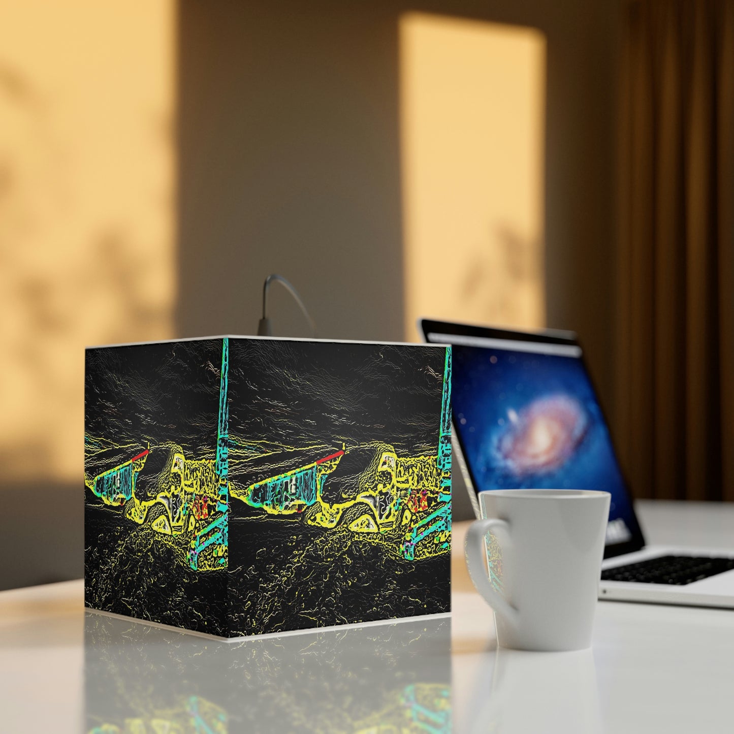 Light Cube Lamp ... "Snow Vehicle In Snow Storm At-Rest" ... Circa 12Mar23 ... Central Idaho ... 18-Hours Rendering Time: Original Works ...