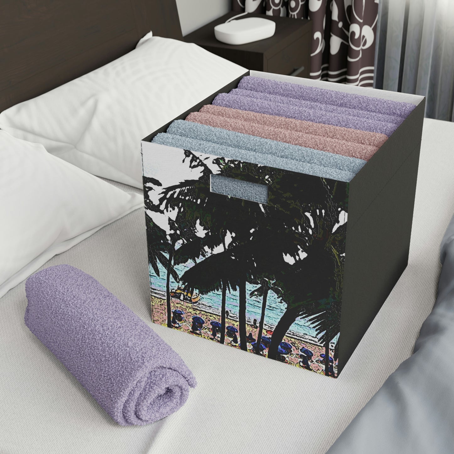 Felt Storage Box ... "A Beautiful Beach Amongst The Palms" ... The Outrigger Waikiki, Honolulu, Oahu ... Original Works ...
