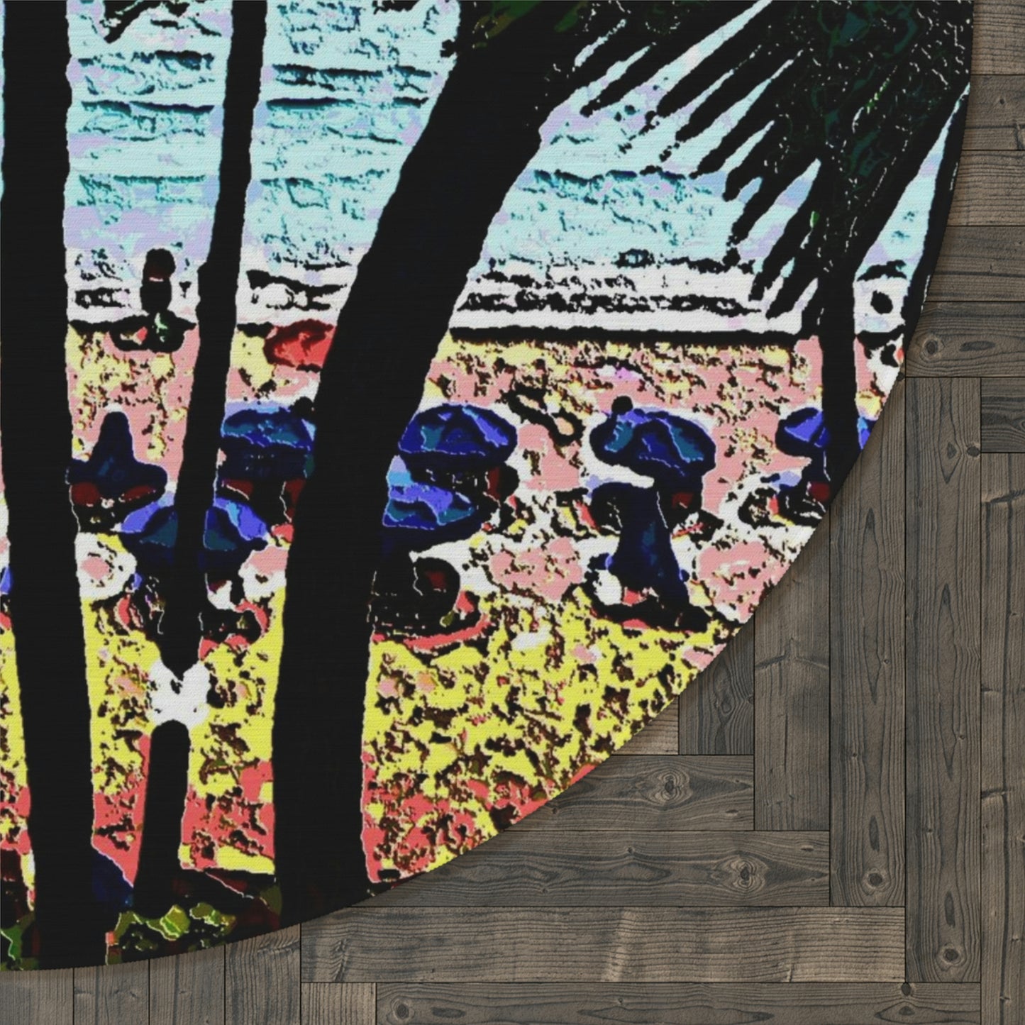 Round Rug ... "A Beautiful Beach Amongst The Palms" ... The Outrigger Waikiki, Honolulu, Oahu ... Original Works ...