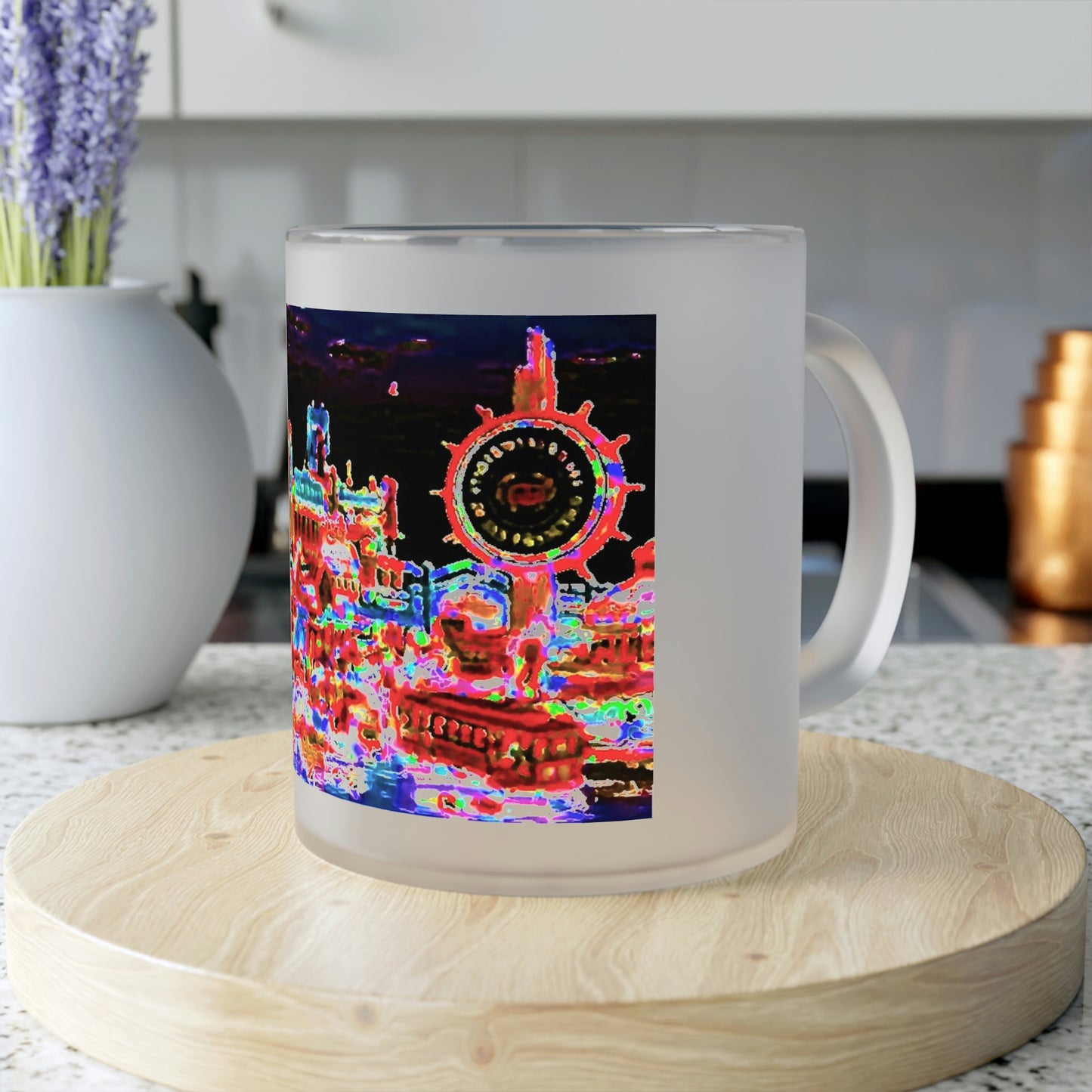 Frosted Glass Mug ... "No.9 Fishermen's Grotto - Fishermen's Wharf, SF, California" ... Family Archives: 1970's ... Original Works ...