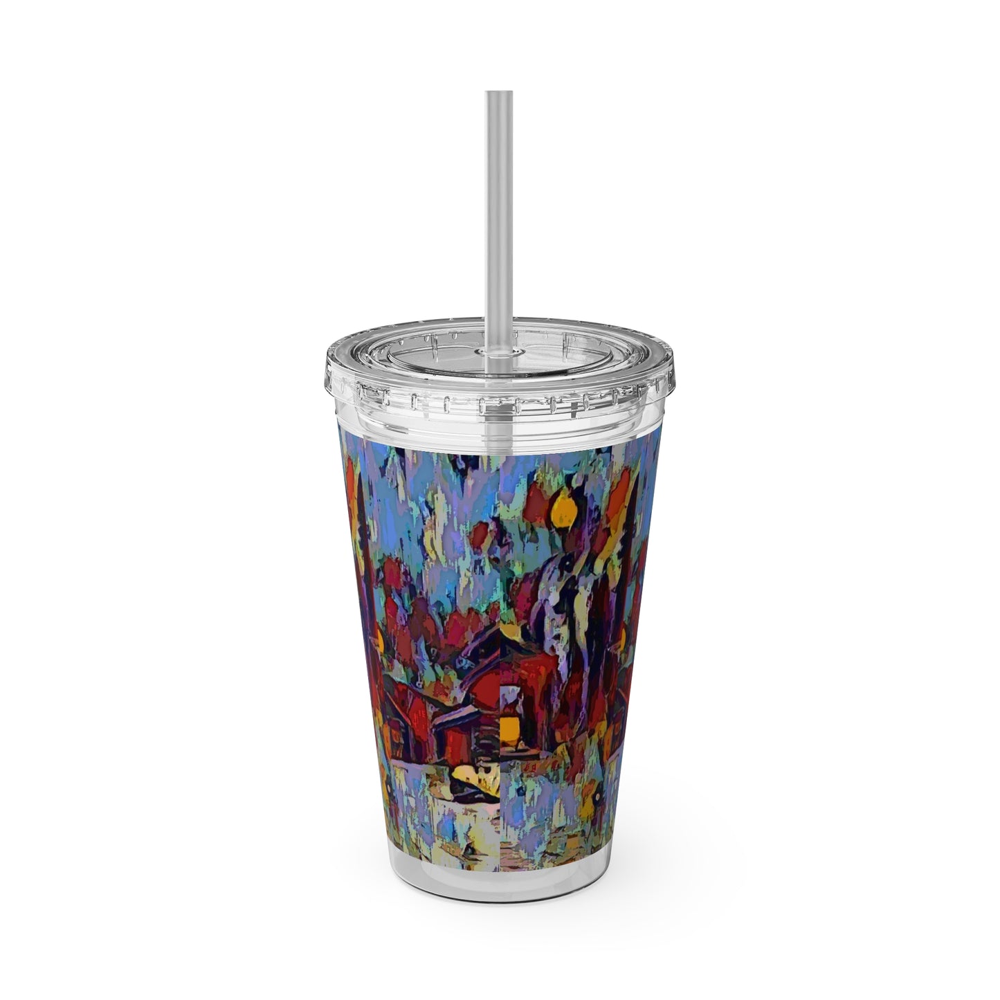 Sunsplash Tumbler with Straw, 16oz ... A Very Abstract "Mountain Winter Scene" ... Original Works. Copyright Phot's Photo_LODA: Les Objets D'Art. December 2023 ...