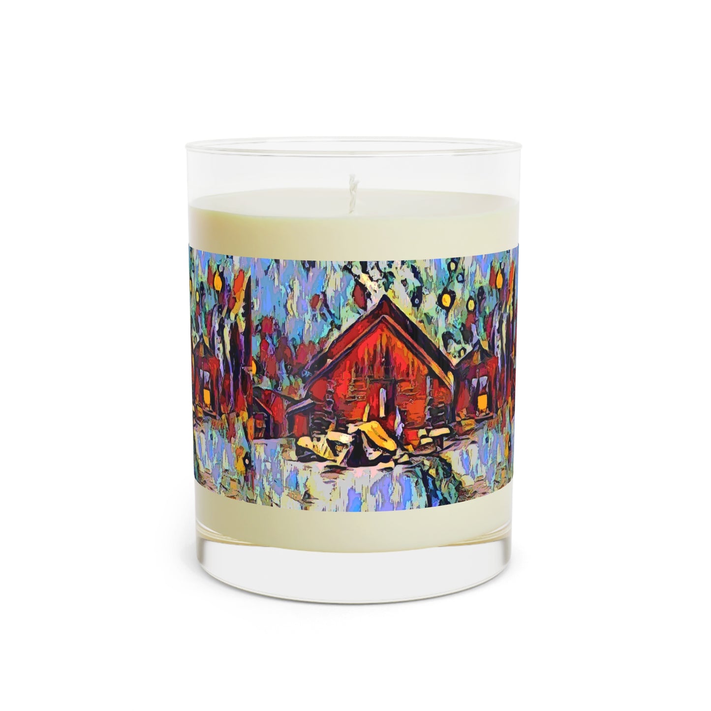 Scented Candle - Full Glass, 11oz ... A Very Abstract "Mountain Winter Scene" ... Original Works. Copyright Phot's Photo_LODA: Les Objets D'Art. December 2023 ...
