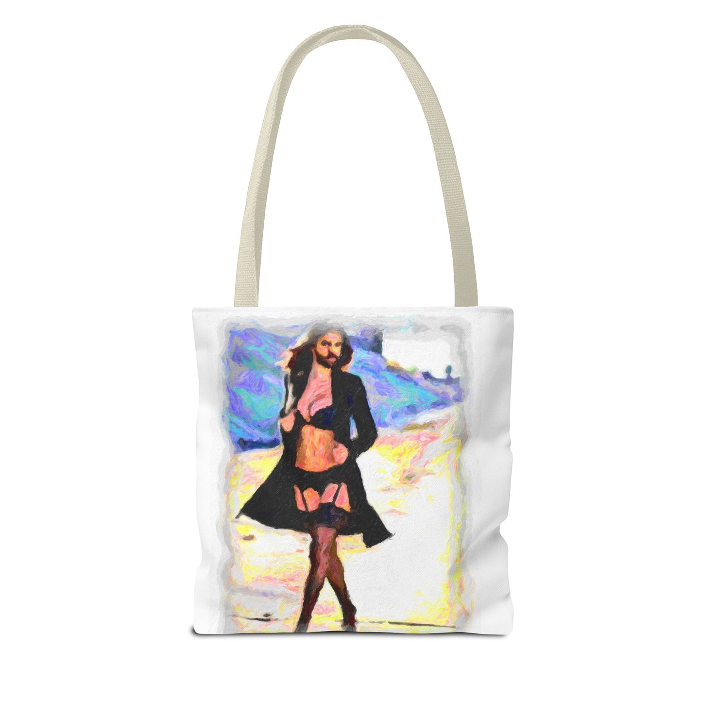 Tote Bag (AOP) ... The Low Spark of High_HEELED_Boys ... 'Garterbelt & Bra Inclusive!' ... Original Works ...