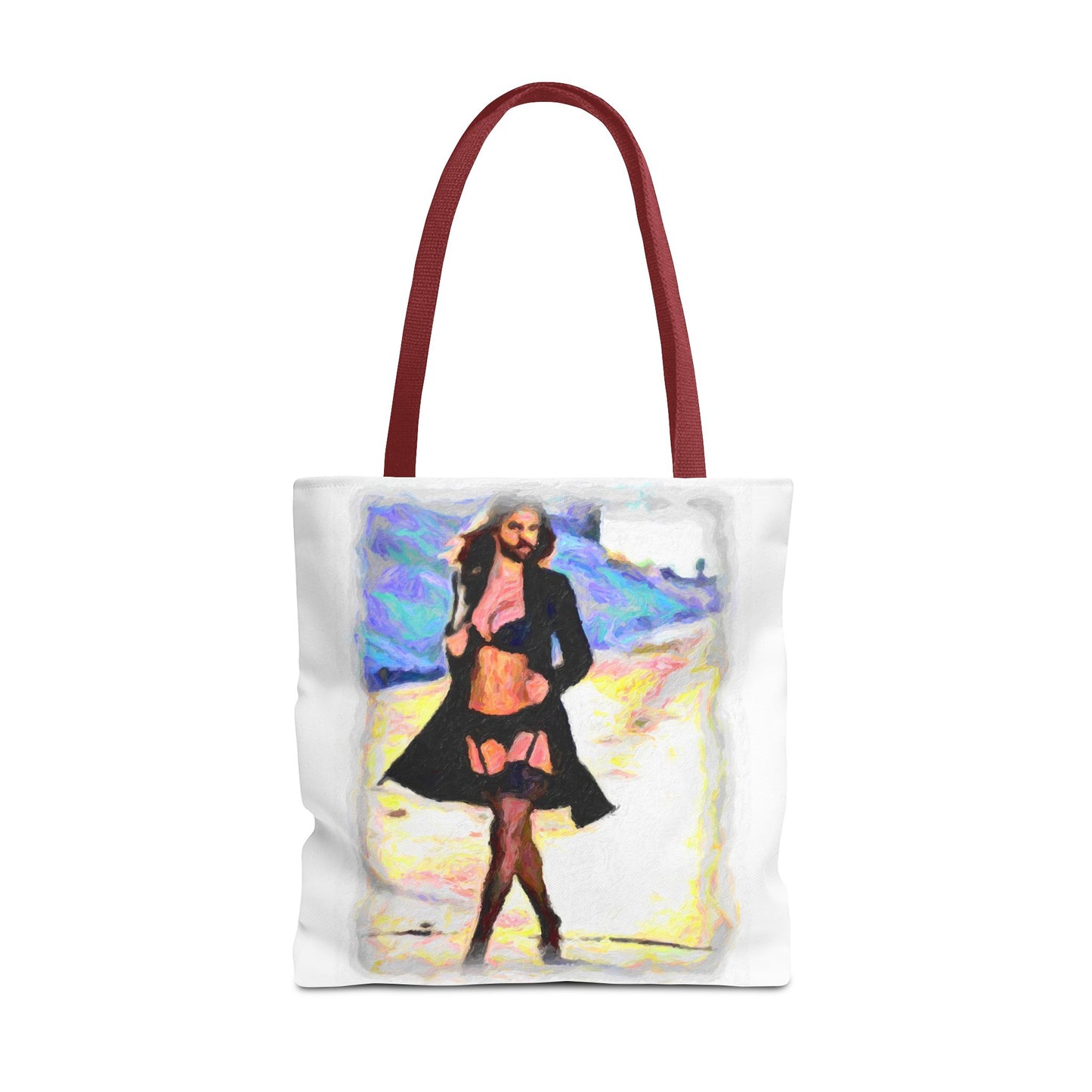 Tote Bag (AOP) ... The Low Spark of High_HEELED_Boys ... 'Garterbelt & Bra Inclusive!' ... Original Works ...