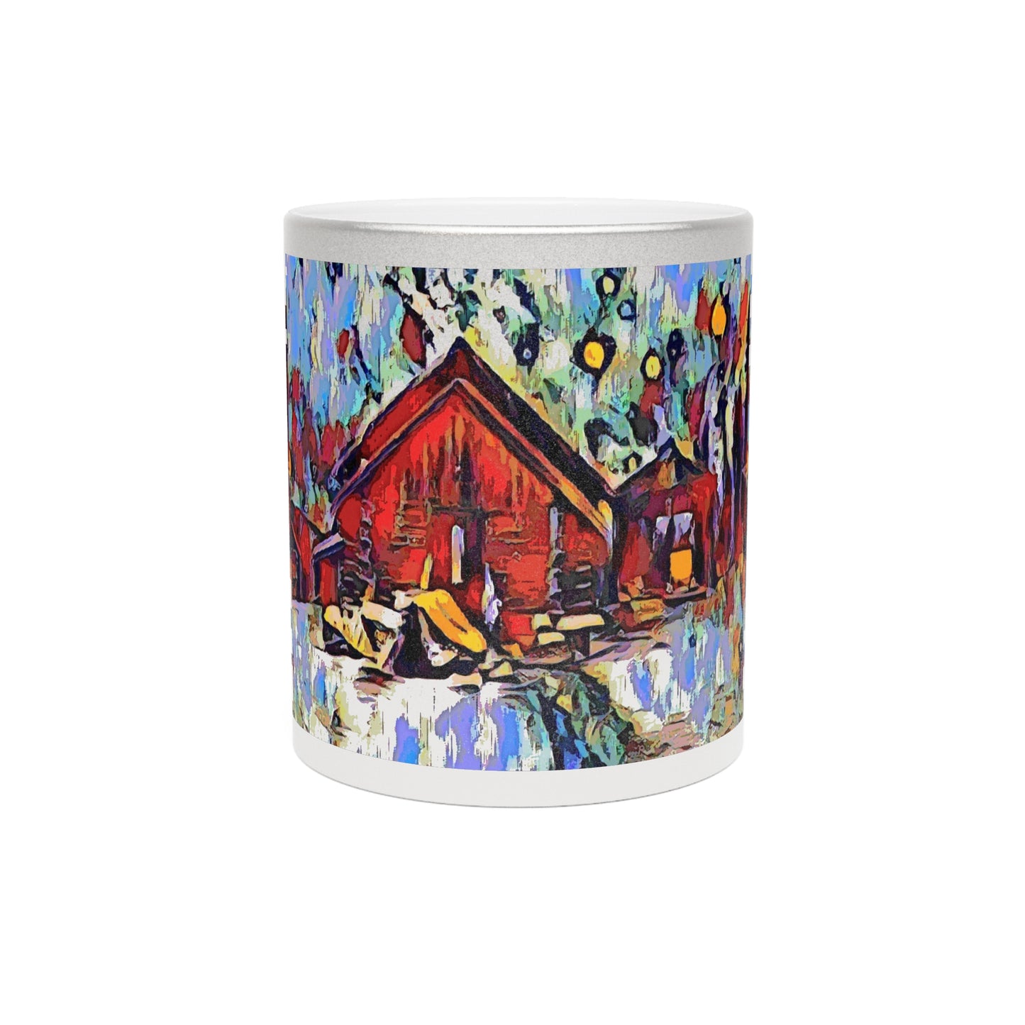 Metallic Mug (Silver\Gold) ... A Very Abstract "Mountain Winter Scene" ... Original Works. Copyright Phot's Photo_LODA: Les Objets D'Art. December 2023 ...