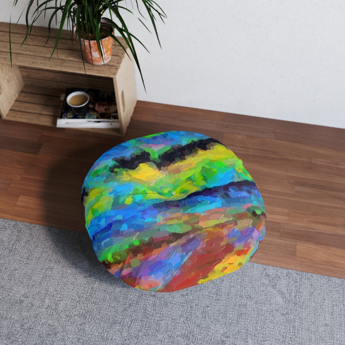 Tufted Floor Pillow, Round ... On-The-Prairie .. "The Storm Is Brewing" ... Central Idaho: November 2023 ... Original Works  ...
