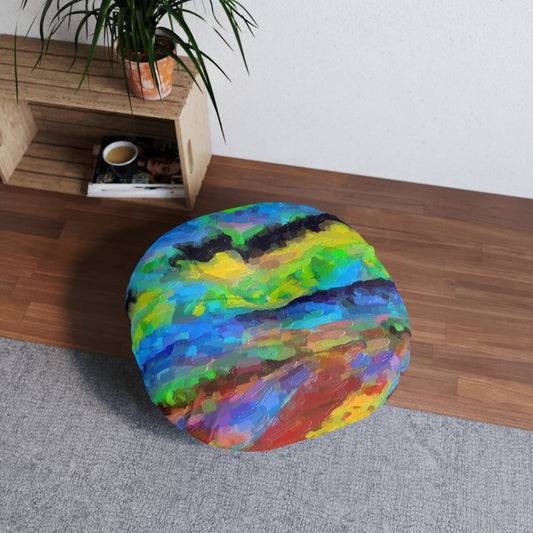 Tufted Floor Pillow, Round ... On-The-Prairie .. "The Storm Is Brewing" ... Central Idaho: November 2023 ... Original Works  ...