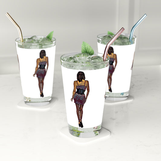 Pint Glass, 16oz ...  I'll Walk 'A-Hundred-Miles' In Stilettos ... Original Works ... June 2023. Central Idaho, USA ...