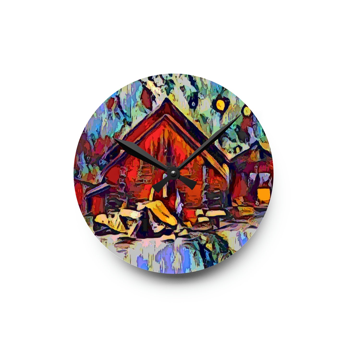 Acrylic Wall Clock ... A Very Abstract "Mountain Winter Scene" ... Original Works. Copyright Phot's Photo_LODA: Les Objets D'Art. December 2023 ...
