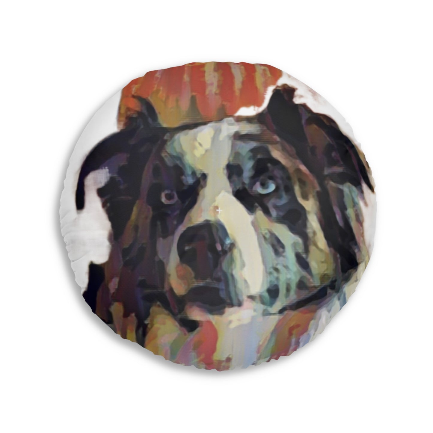 Tufted Floor Pillow, Round ... Ozzy-Hippensteel ... "Don't Cry Now ... Dry-Your-Eyes ... On-The-Wind". Original Works. May 2023.
