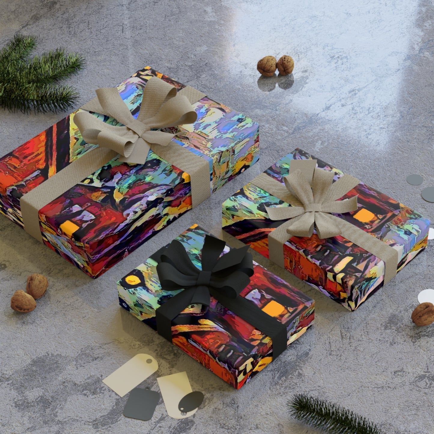 Gift Wrapping Paper Rolls, 1pc ... A Very Abstract "Mountain Winter Scene" ... Original Works. Copyright Phot's Photo_LODA: Les Objets D'Art. December 2023 ...
