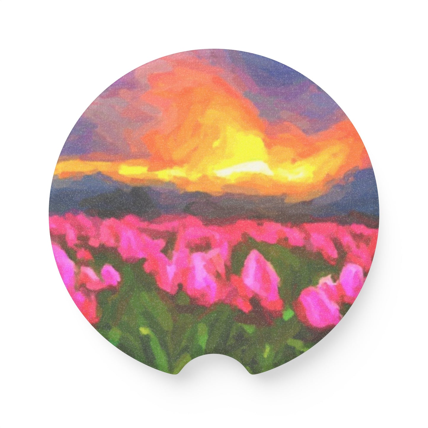 Soapstone Car Coaster ... Skagit Valley Tulips ... Skagit Valley, Washington ... Family Archives ... Original Works ... Circa 1980's ...