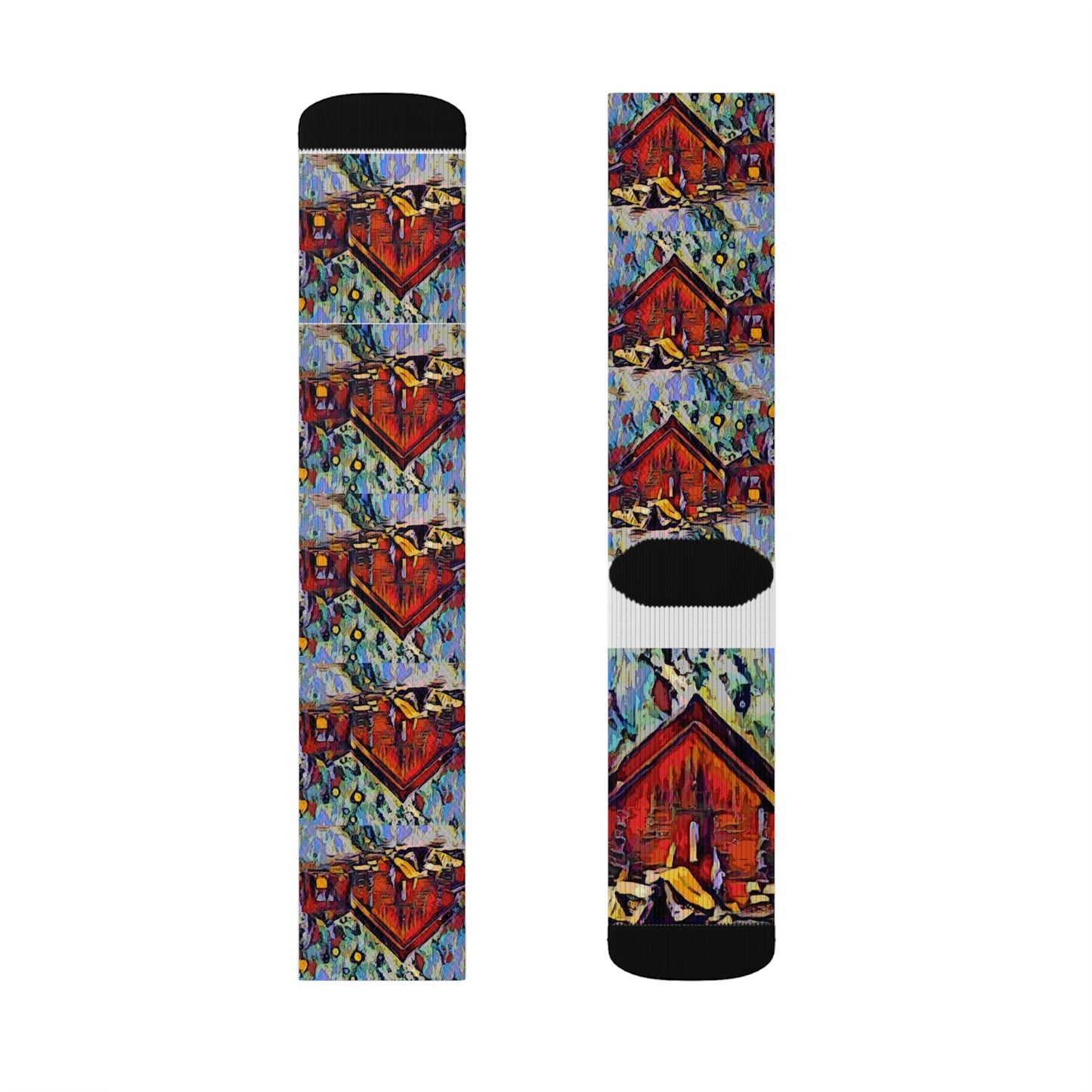 Sublimation Socks ... A Very Abstract "Mountain Winter Scene" ... Original Works. Copyright Phot's Photo_LODA: Les Objets D'Art. December 2023 ...