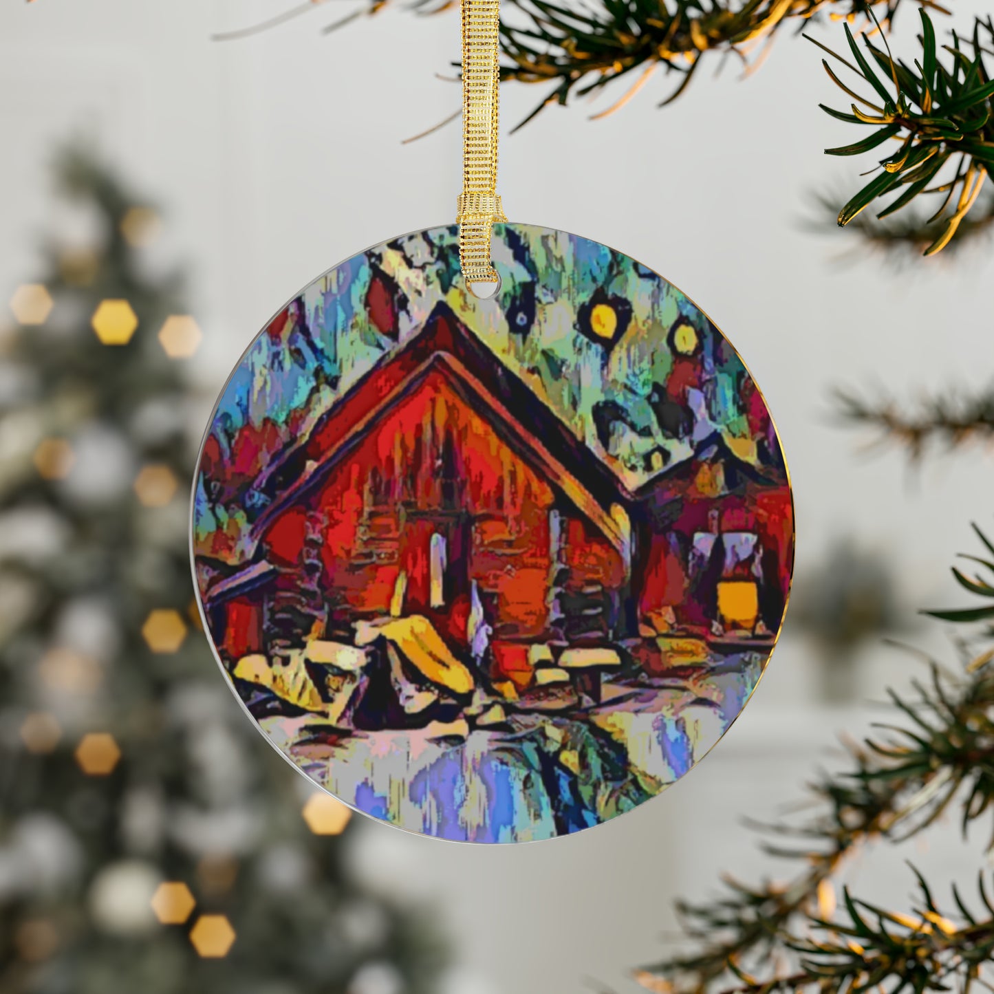Acrylic Ornaments ... A Very Abstract "Mountain Winter Scene" ... Original Works. Copyright Phot's Photo_LODA: Les Objets D'Art. December 2023 ...