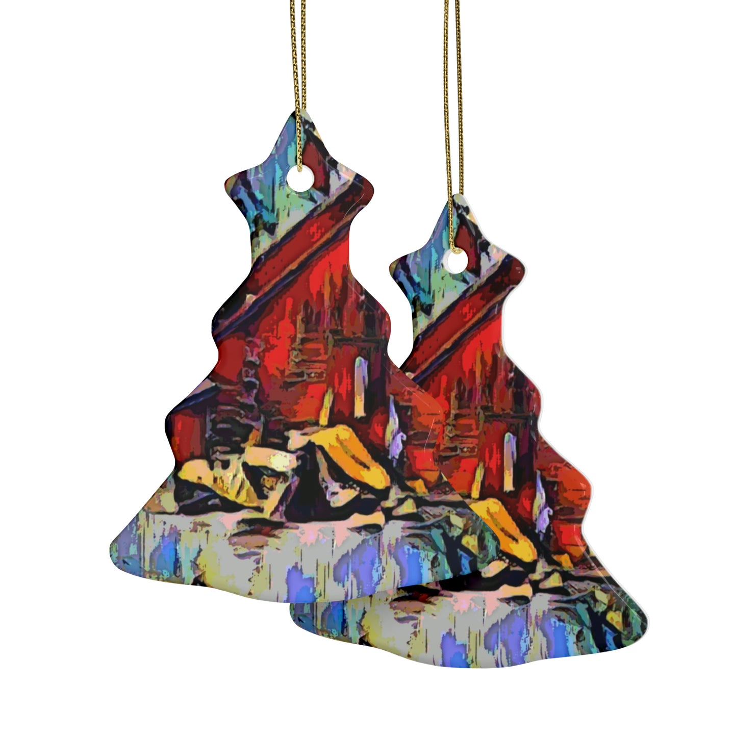 Ceramic Ornaments (1pcs, 5pcs, 10pcs, 20pcs) ... A Very Abstract "Mountain Winter Scene" ... Original Works. Copyright Phot's Photo_LODA: Les Objets D'Art. December 2023 ...