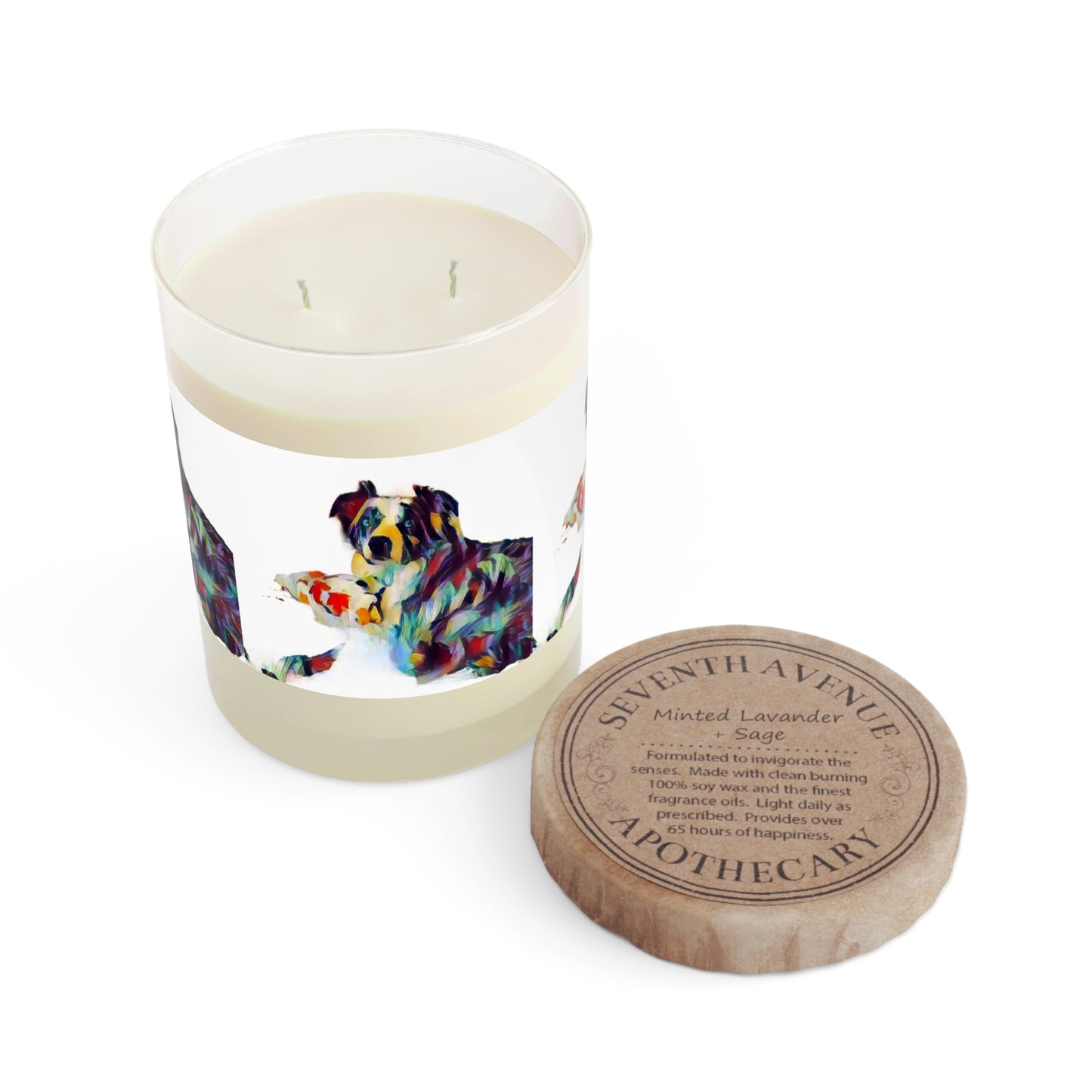 Scented Candle - Full Glass, 11oz ... Ozzy-Hippensteel ... "Don't Cry Now ... Dry-Your-Eyes ... On-The-Wind". Original Works. May 2023.