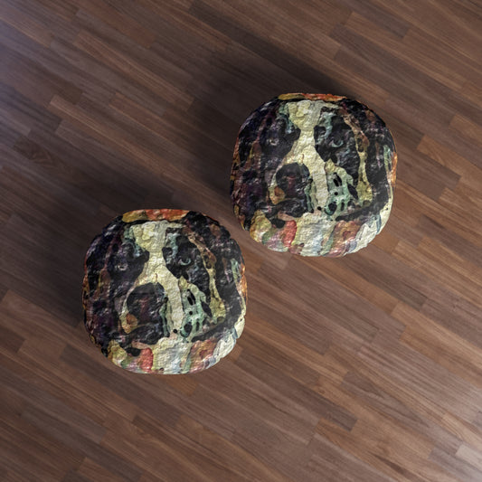 Tufted Floor Pillow, Round ... Ozzy-Hippensteel ... "Don't Cry Now ... Dry-Your-Eyes ... On-The-Wind". Original Works. May 2023.