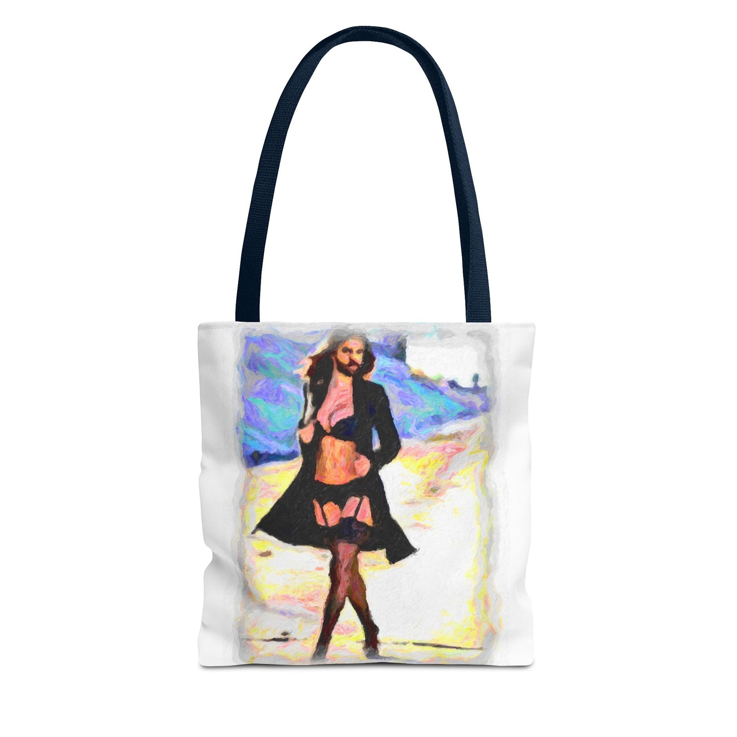 Tote Bag (AOP) ... The Low Spark of High_HEELED_Boys ... 'Garterbelt & Bra Inclusive!' ... Original Works ...