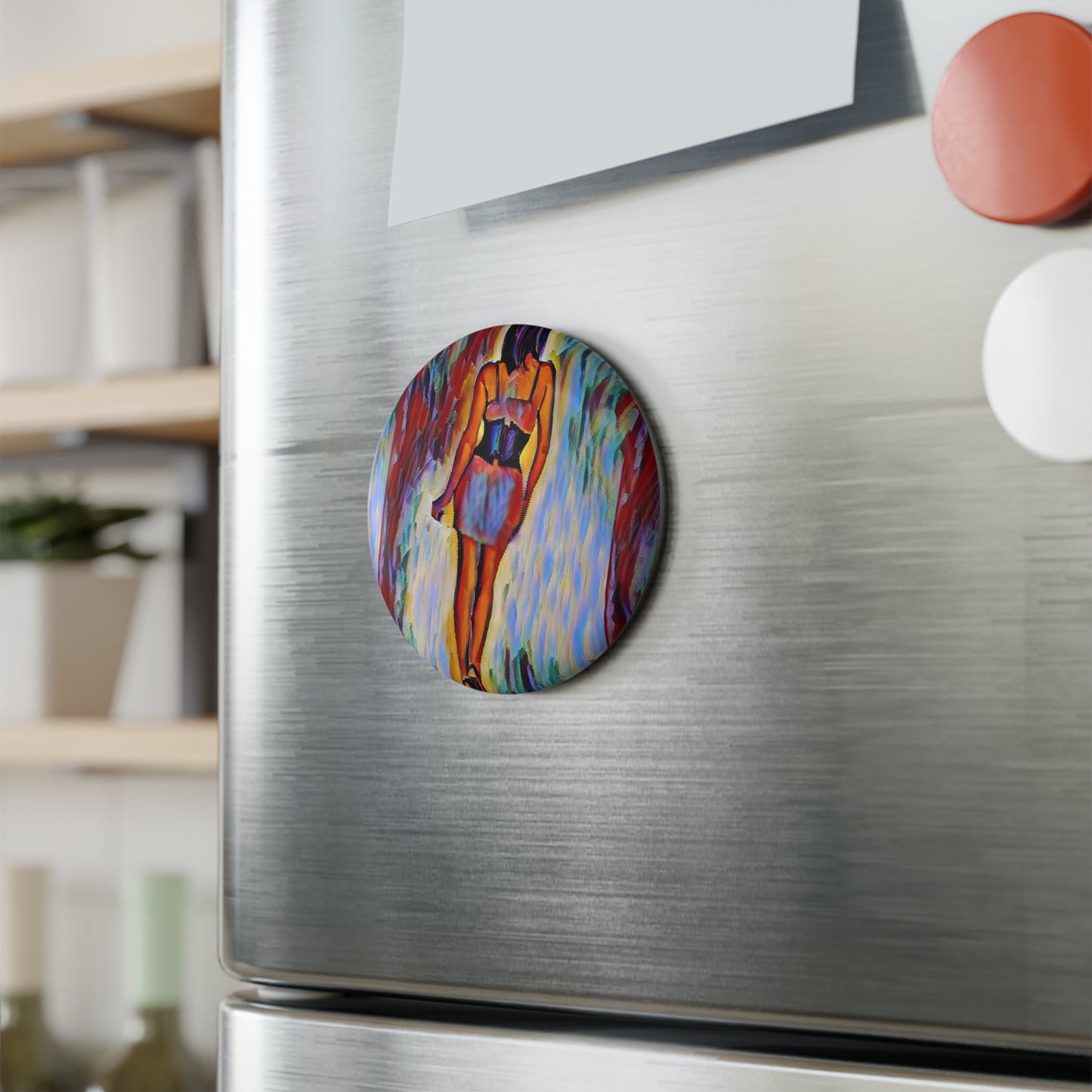 Button Magnet, Round (1 & 10 pcs) ...  I'll Walk 'A-Hundred-Miles' In Stilettos ... Original Works ... June 2023. Central Idaho, USA ...