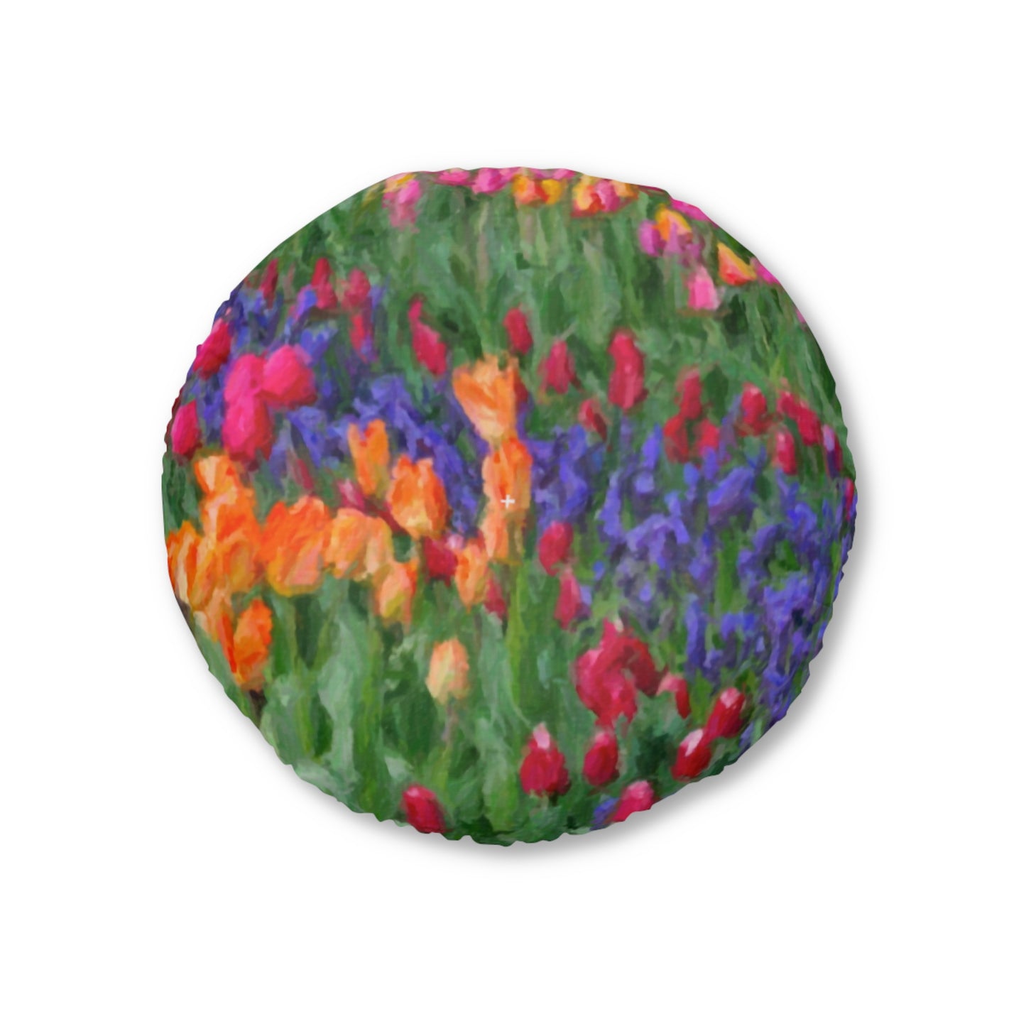 Tufted Floor Pillow, Round ... Skagit Valley Tulips ... Skagit Valley, Washington ... Family Archives ... Original Works ... Circa 1980's ...