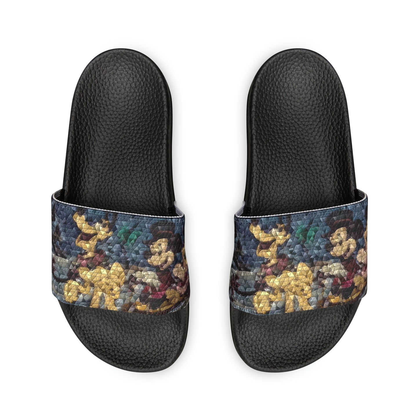 Women's PU Slide Sandals ... Mickey_N_Minnie Mouse & Pluto ... "A Winter Sleigh Ride" ... Original Works. Winter 2023 ...