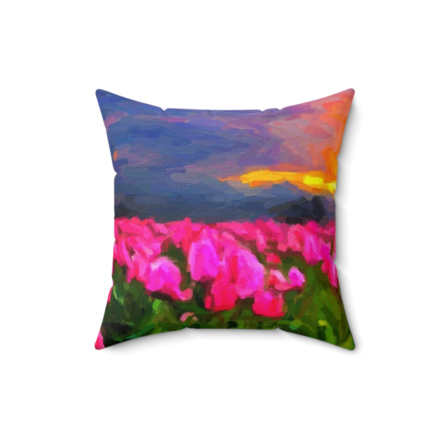 Spun Polyester Square Pillow ... Skagit Valley Tulips ... Skagit Valley, Washington ... Family Archives ... Original Works ... Circa 1980's ...