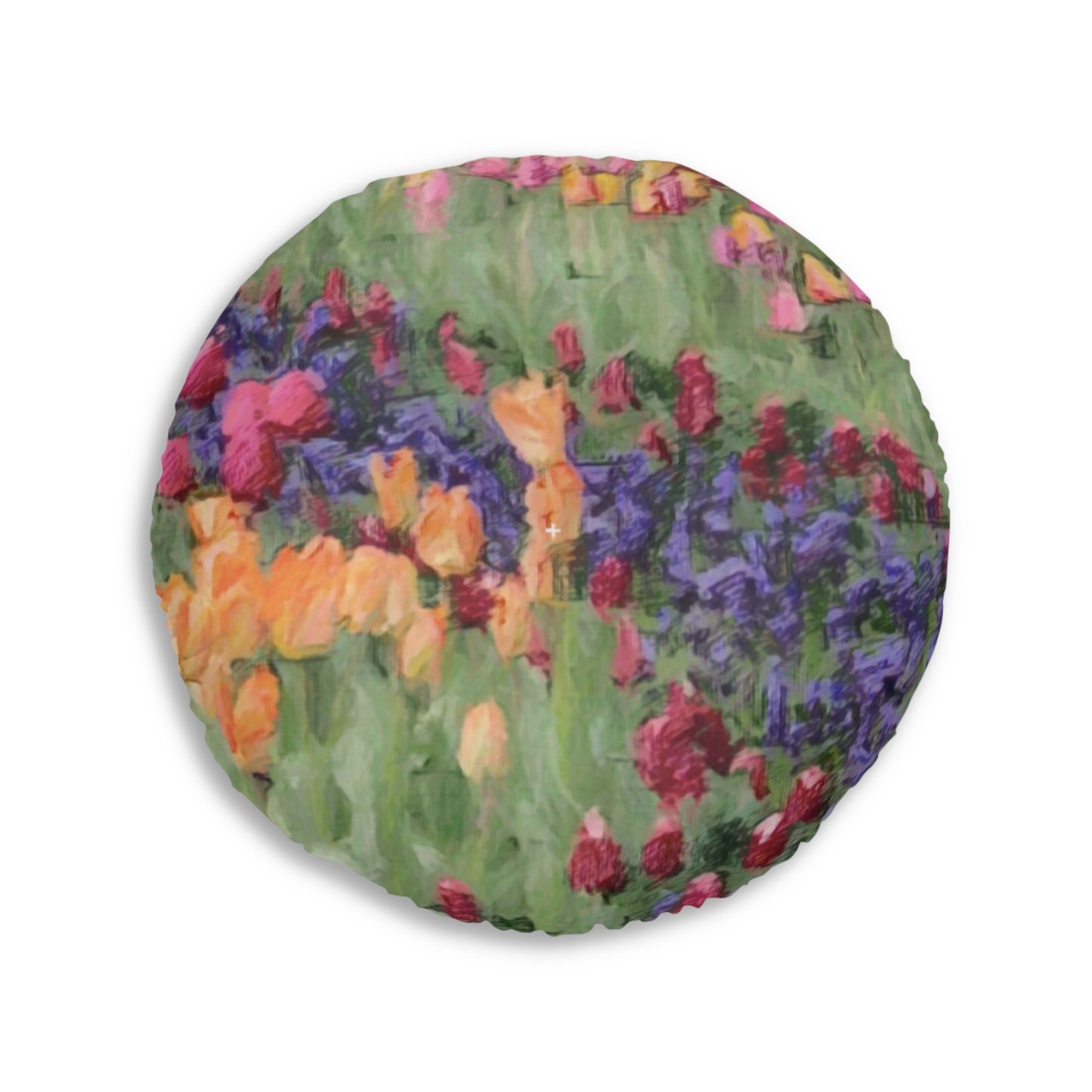 Tufted Floor Pillow, Round ... Skagit Valley Tulips ... Skagit Valley, Washington ... Family Archives ... Original Works ... Circa 1980's ...