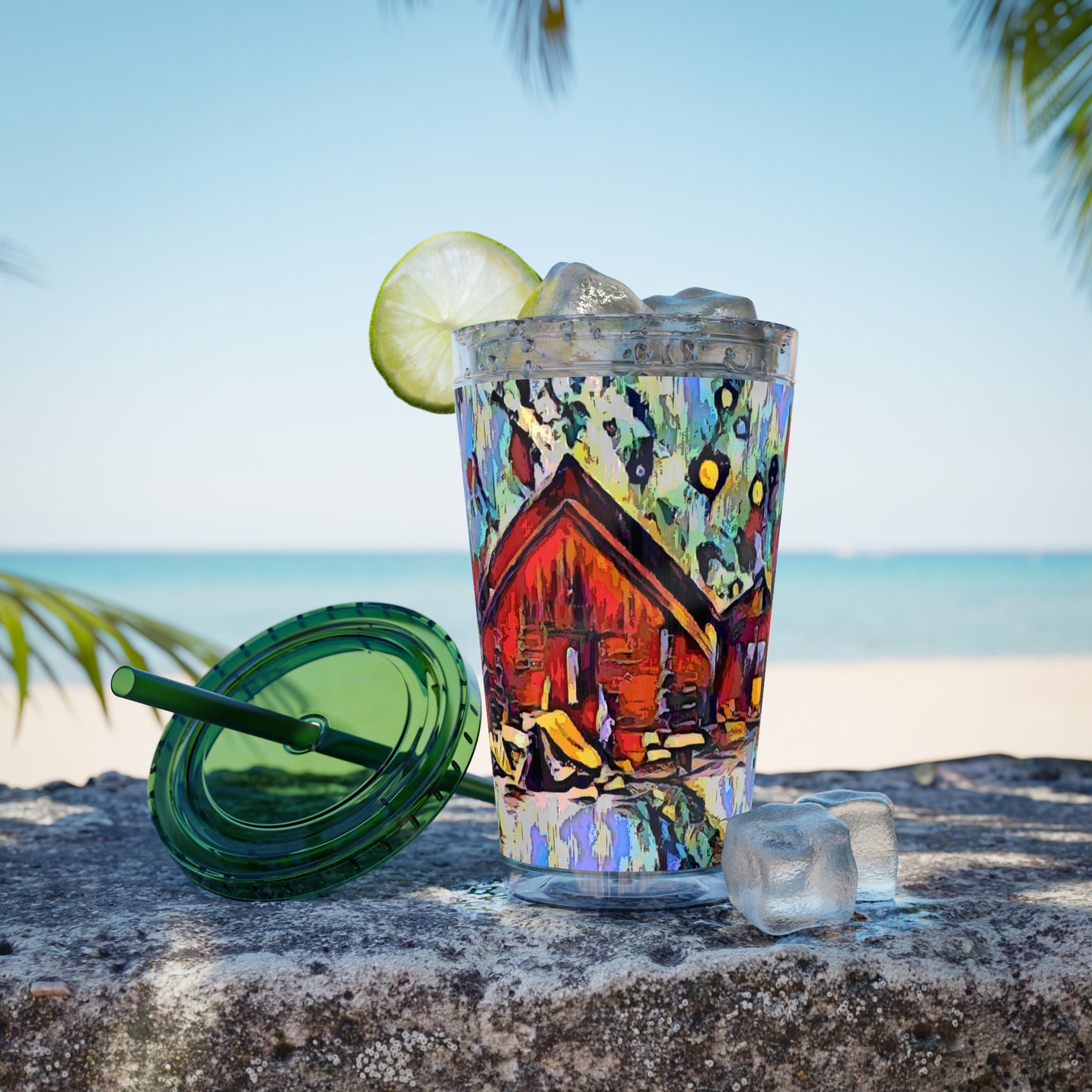 Sunsplash Tumbler with Straw, 16oz ... A Very Abstract "Mountain Winter Scene" ... Original Works. Copyright Phot's Photo_LODA: Les Objets D'Art. December 2023 ...