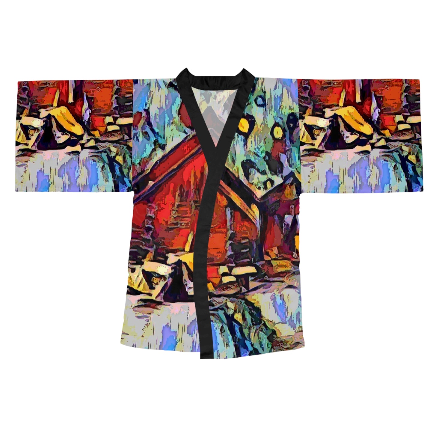 Long Sleeve Kimono Robe (AOP) ... A Very Abstract "Mountain Winter Scene" ... Original Works. Copyright Phot's Photo_LODA: Les Objets D'Art. December 2023 ...