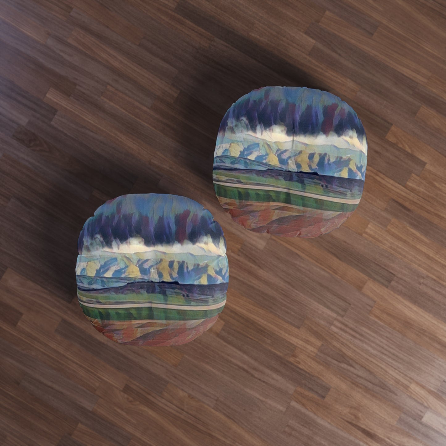 Tufted Floor Pillow, Round ... On-The-Prairie .. "The Storm Is Brewing" ... Central Idaho: November 2023 ... Original Works  ...