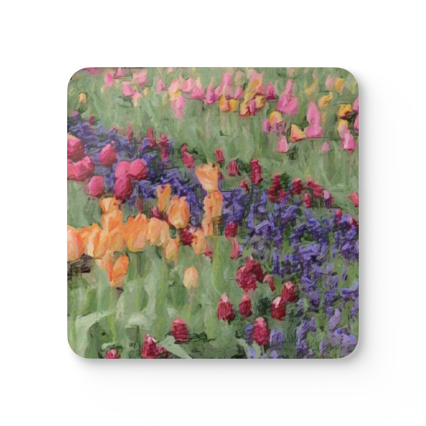 Corkwood Coaster Set ... Skagit Valley Tulips ... Skagit Valley, Washington ... Family Archives ... Original Works ... Circa 1980's ...