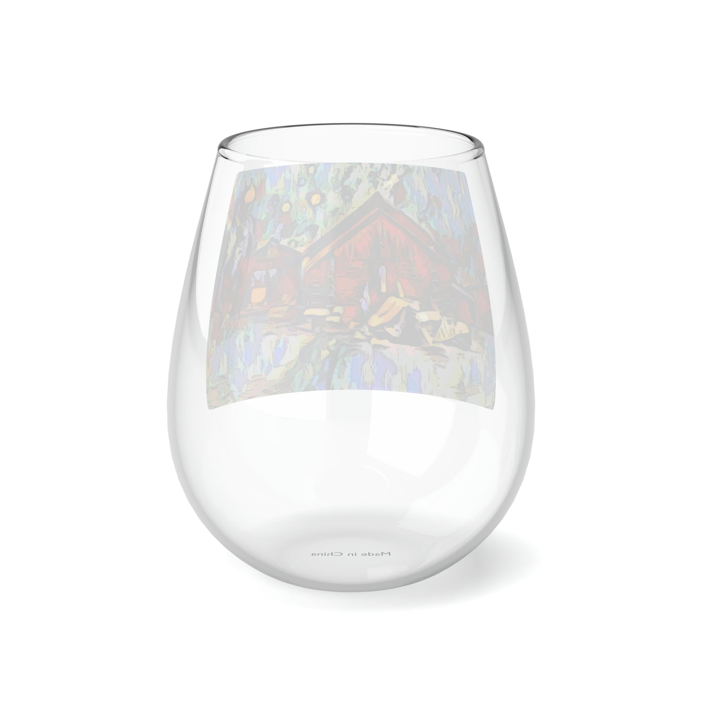 Stemless Wine Glass, 11.75oz ... A Very Abstract "Mountain Winter Scene" ... Original Works. Copyright Phot's Photo_LODA: Les Objets D'Art. December 2023 ...