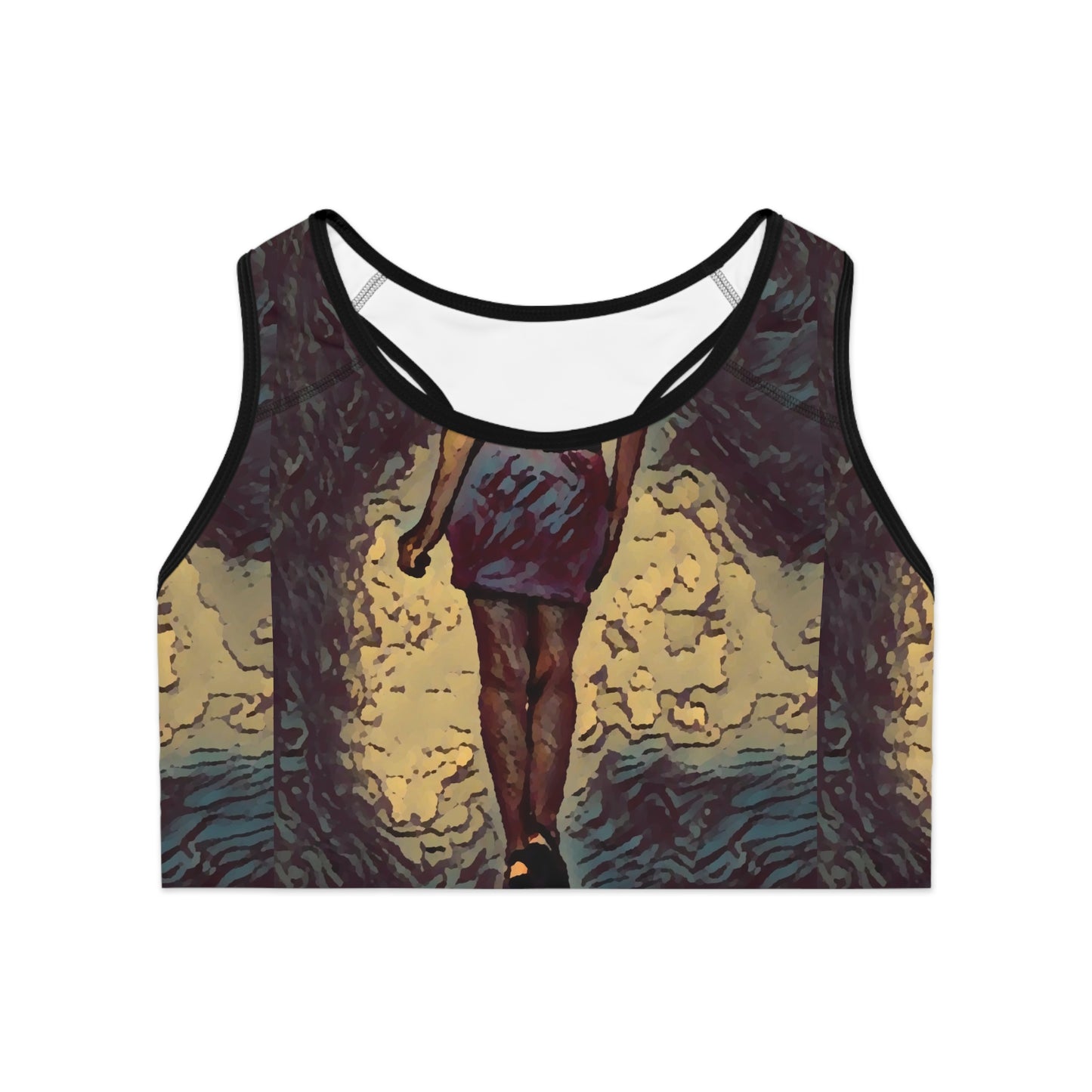 Sports Bra (AOP) ...  I'll Walk 'A-Hundred-Miles' In Stilettos ... Original Works ... June 2023. Central Idaho, USA ...