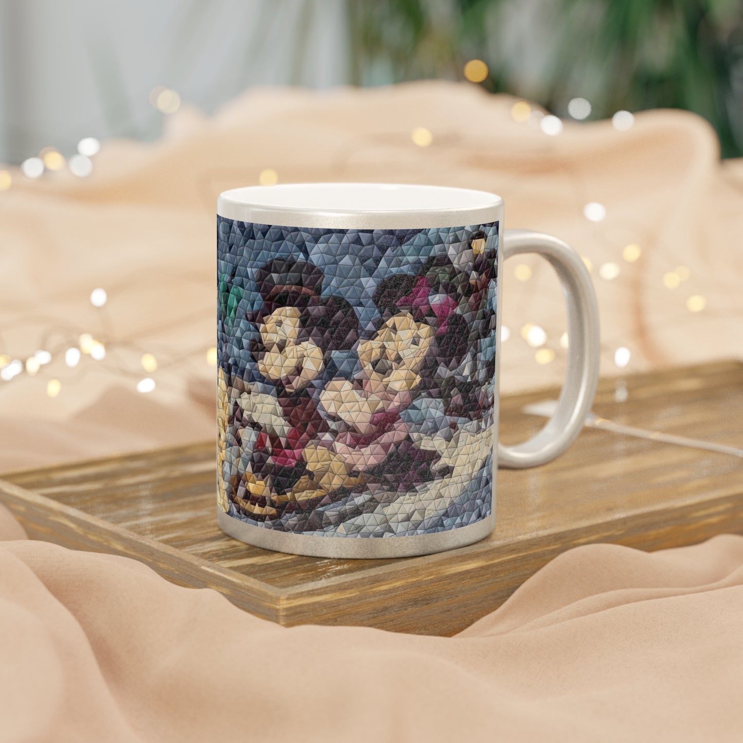 Metallic Mug (Silver\Gold) ... Mickey_N_Minnie Mouse & Pluto ... "A Winter Sleigh Ride" ... Original Works. Winter 2023 ...