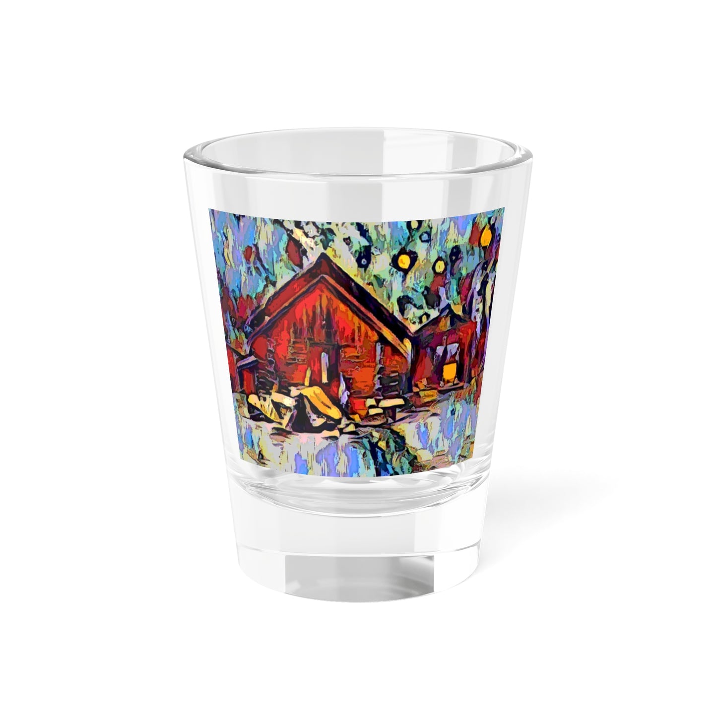 Shot Glass, 1.5oz ... A Very Abstract "Mountain Winter Scene" ... Original Works. Copyright Phot's Photo_LODA: Les Objets D'Art. December 2023 ...