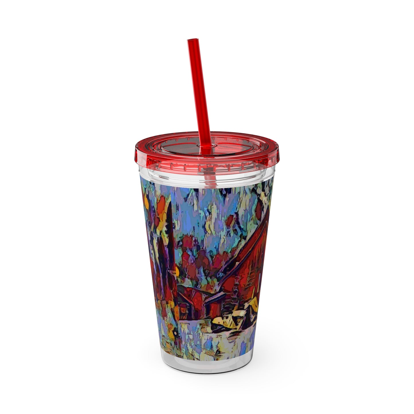 Sunsplash Tumbler with Straw, 16oz ... A Very Abstract "Mountain Winter Scene" ... Original Works. Copyright Phot's Photo_LODA: Les Objets D'Art. December 2023 ...