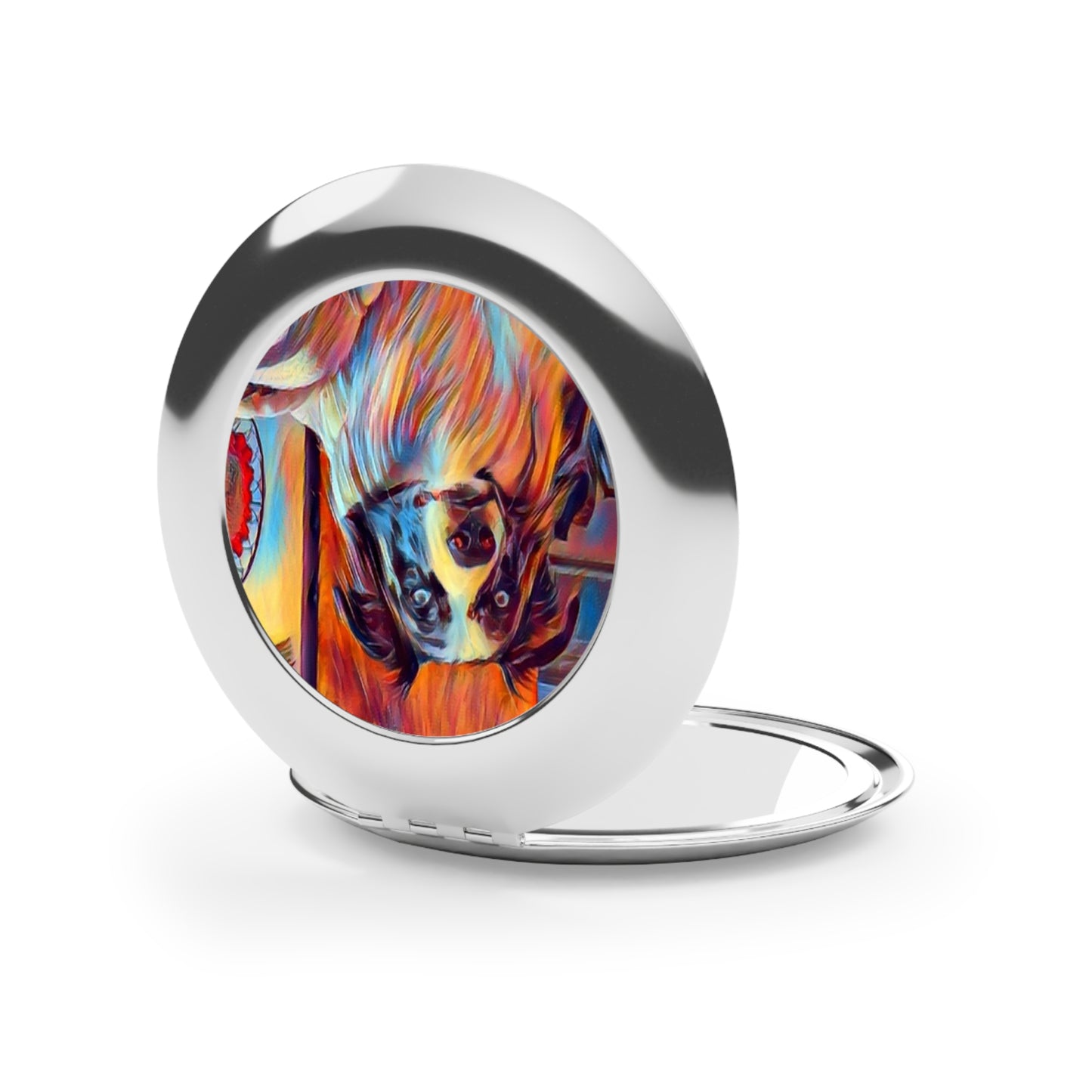 Compact Travel Mirror ... Ozzy-Hippensteel ... "Don't Cry Now ... Dry-Your-Eyes ... On-The-Wind". Original Works. May 2023.