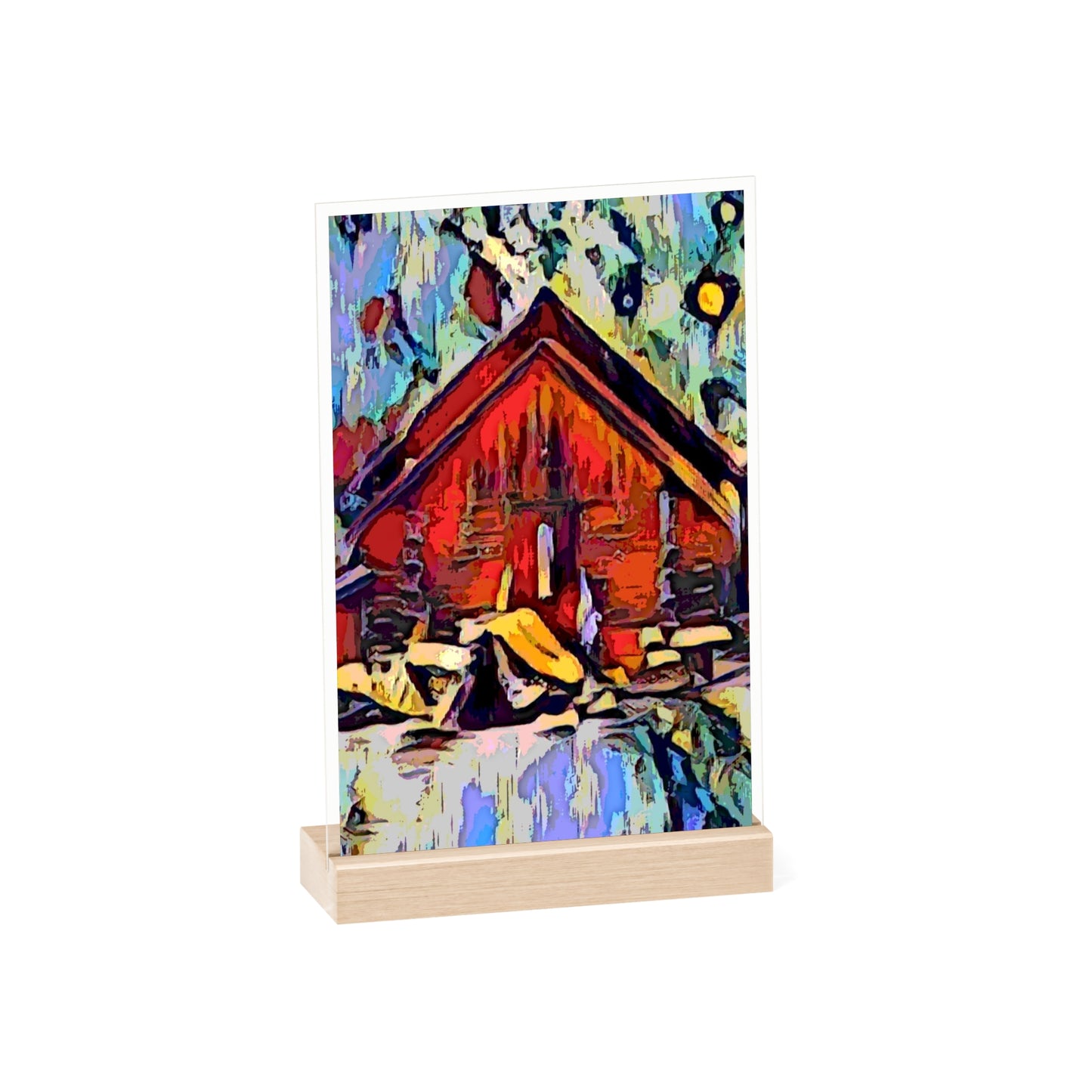 Acrylic Sign with Wooden Stand ... A Very Abstract "Mountain Winter Scene" ... Original Works. Copyright Phot's Photo_LODA: Les Objets D'Art. December 2023 ...