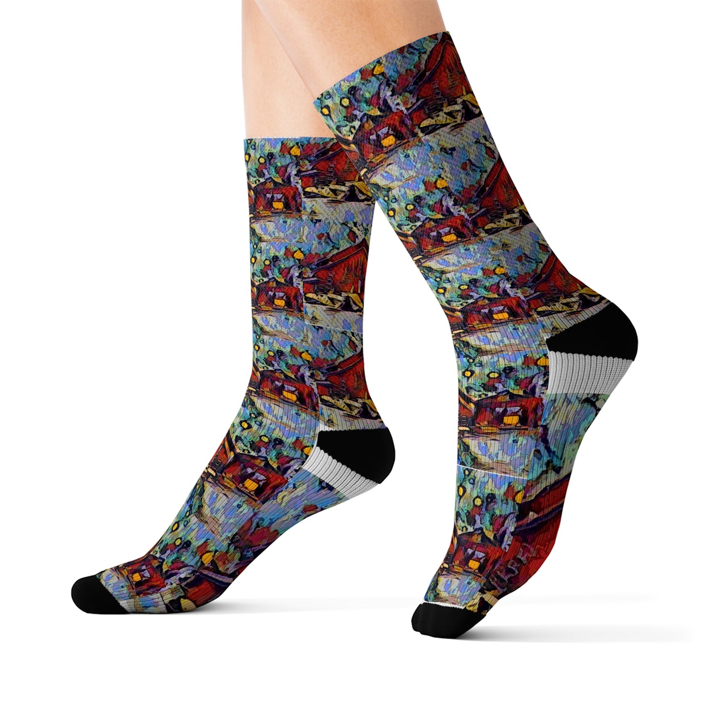 Sublimation Socks ... A Very Abstract "Mountain Winter Scene" ... Original Works. Copyright Phot's Photo_LODA: Les Objets D'Art. December 2023 ...