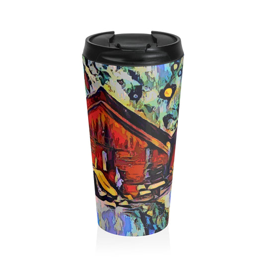 Stainless Steel Travel Mug ... A Very Abstract "Mountain Winter Scene" ... Original Works. Copyright Phot's Photo_LODA: Les Objets D'Art. December 2023 ...