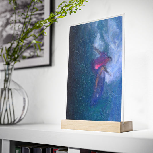 Acrylic Sign with Wooden Stand ... Paris_2024_Surfing Competition-Tahiti_French-Polynesia .... 'Gabriel Medina World Campion Drops-In' ... Original Works ...