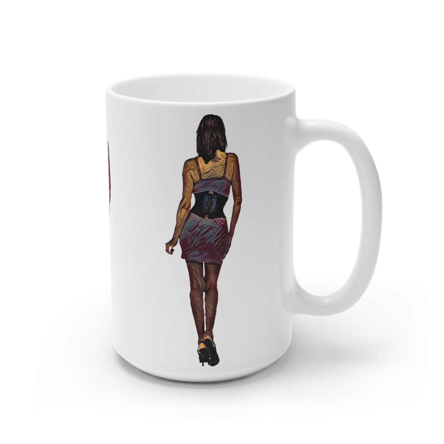 White Ceramic Mug, 11oz and 15oz ...  I'll Walk 'A-Hundred-Miles' In Stilettos ... Original Works ... June 2023. Central Idaho, USA ...