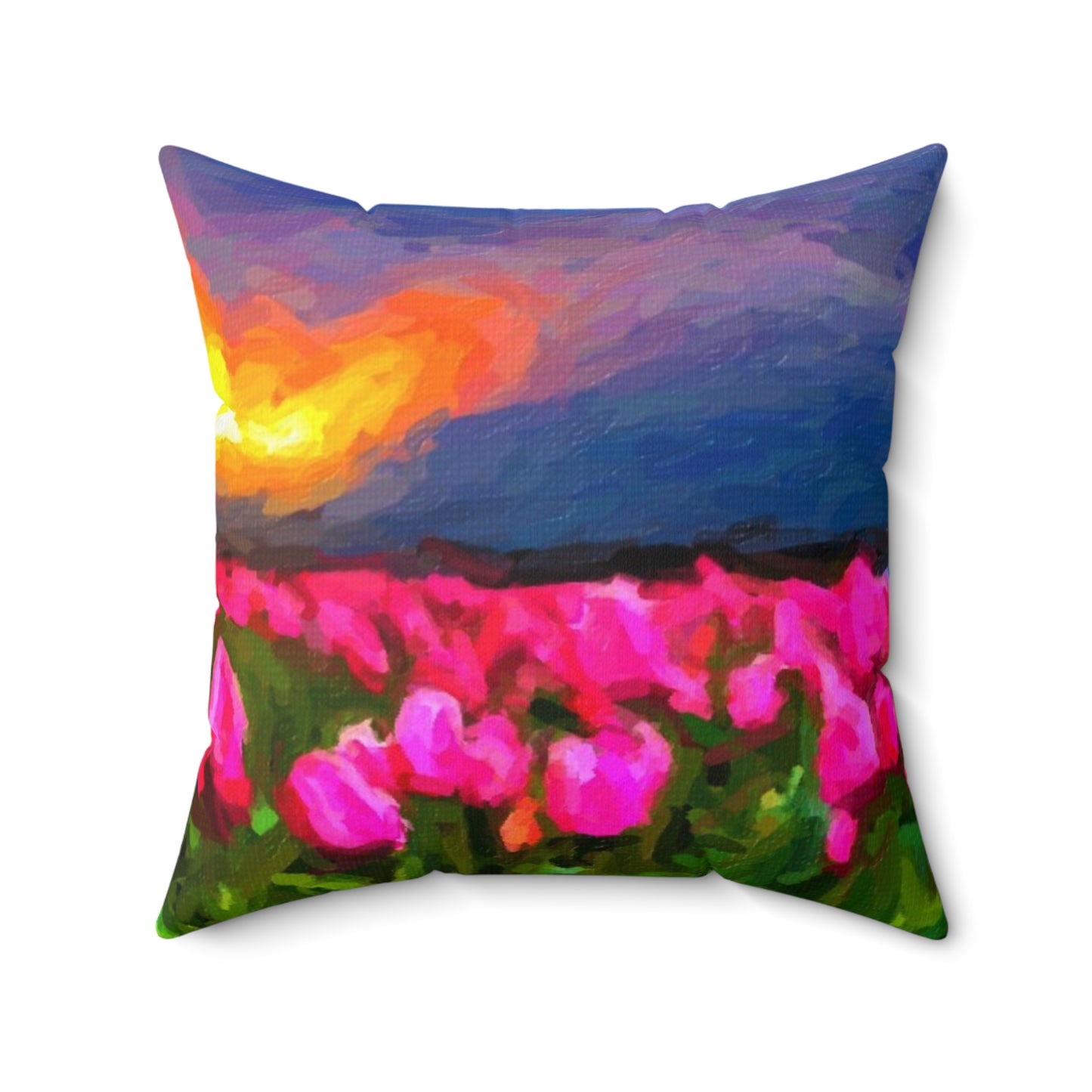 Spun Polyester Square Pillow ... Skagit Valley Tulips ... Skagit Valley, Washington ... Family Archives ... Original Works ... Circa 1980's ...
