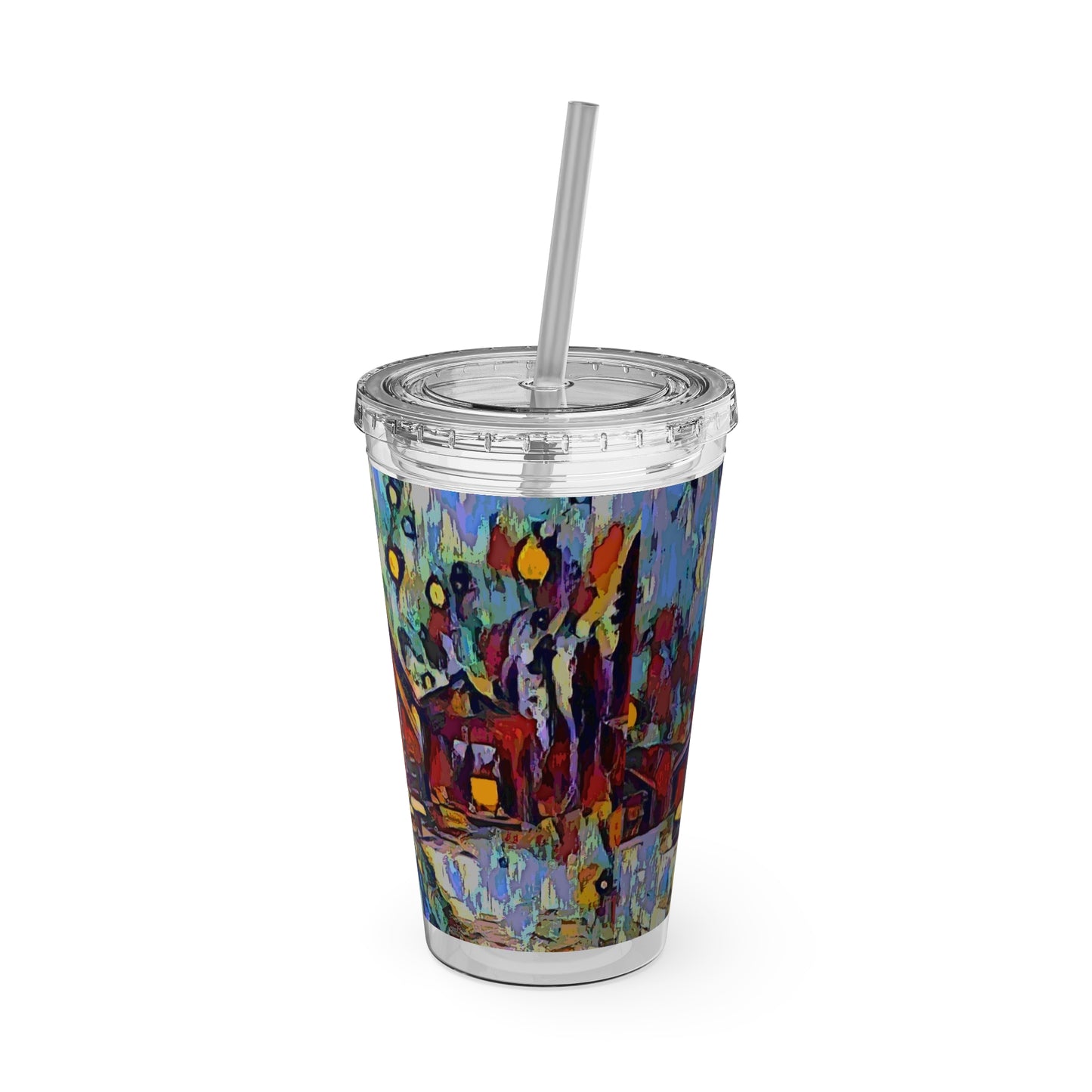 Sunsplash Tumbler with Straw, 16oz ... A Very Abstract "Mountain Winter Scene" ... Original Works. Copyright Phot's Photo_LODA: Les Objets D'Art. December 2023 ...