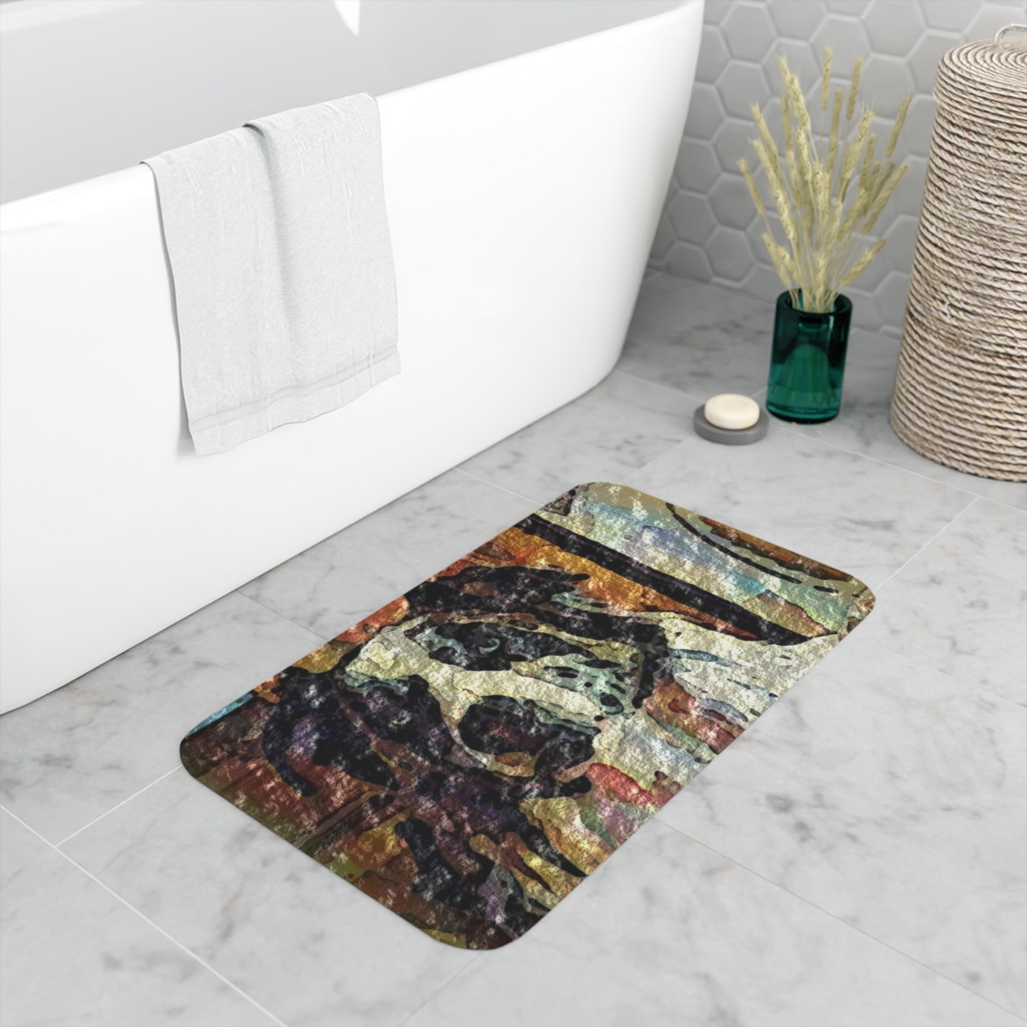 Memory Foam Bath Mat ... Ozzy-Hippensteel ... "Don't Cry Now ... Dry-Your-Eyes ... On-The-Wind". Original Works. May 2023.