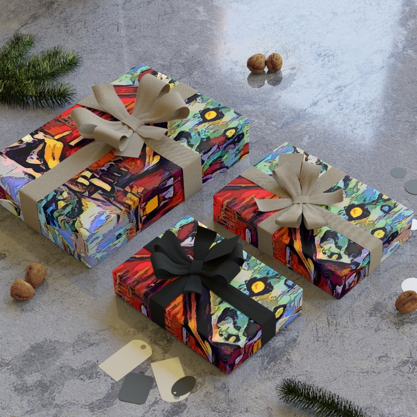 Gift Wrapping Paper Rolls, 1pc ... A Very Abstract "Mountain Winter Scene" ... Original Works. Copyright Phot's Photo_LODA: Les Objets D'Art. December 2023 ...