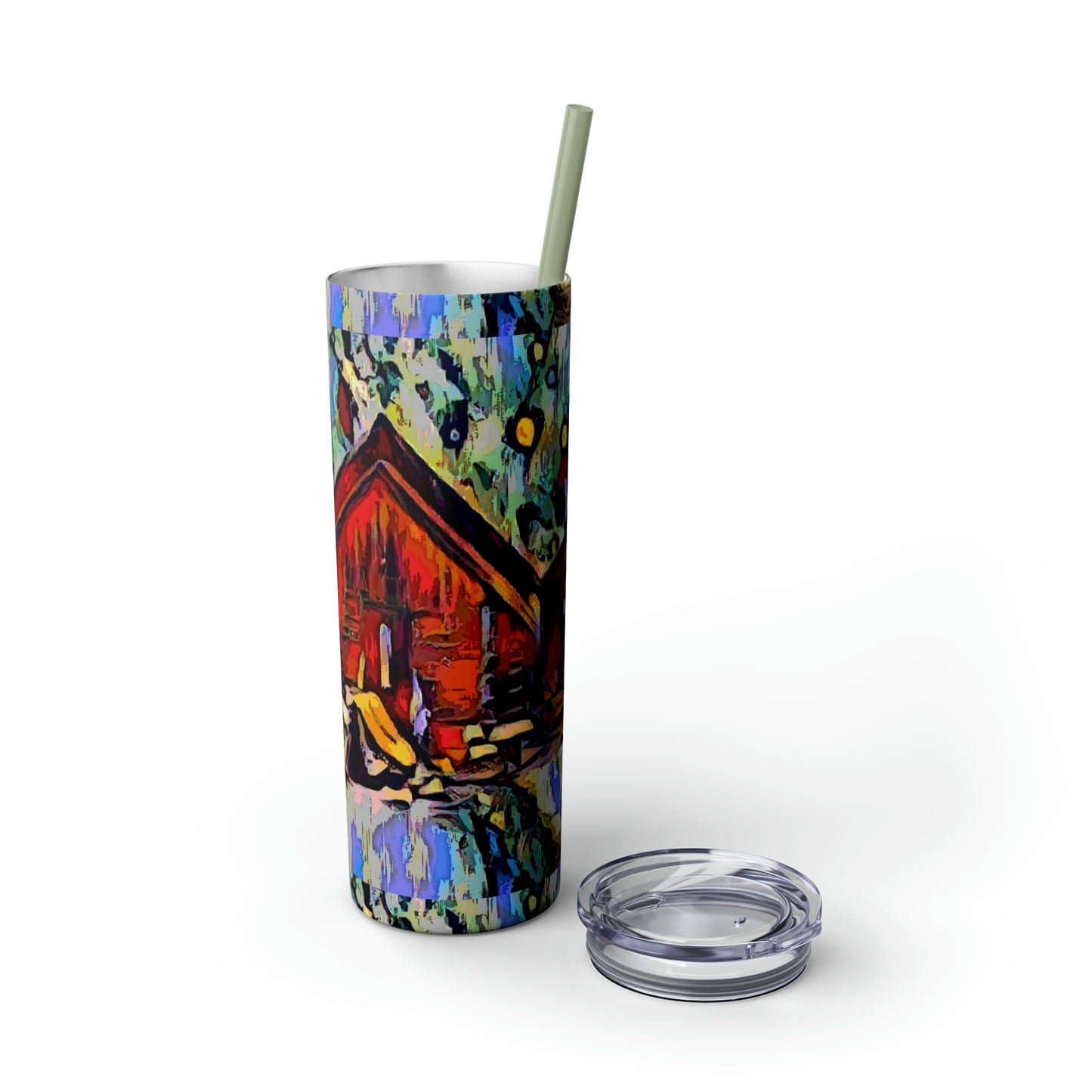 Skinny Tumbler with Straw, 20oz ... A Very Abstract "Mountain Winter Scene" ... Original Works. Copyright Phot's Photo_LODA: Les Objets D'Art. December 2023 ...