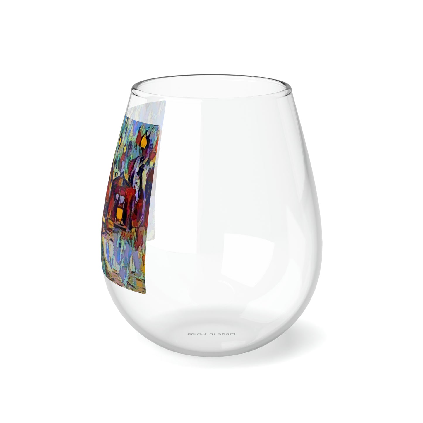 Stemless Wine Glass, 11.75oz ... A Very Abstract "Mountain Winter Scene" ... Original Works. Copyright Phot's Photo_LODA: Les Objets D'Art. December 2023 ...