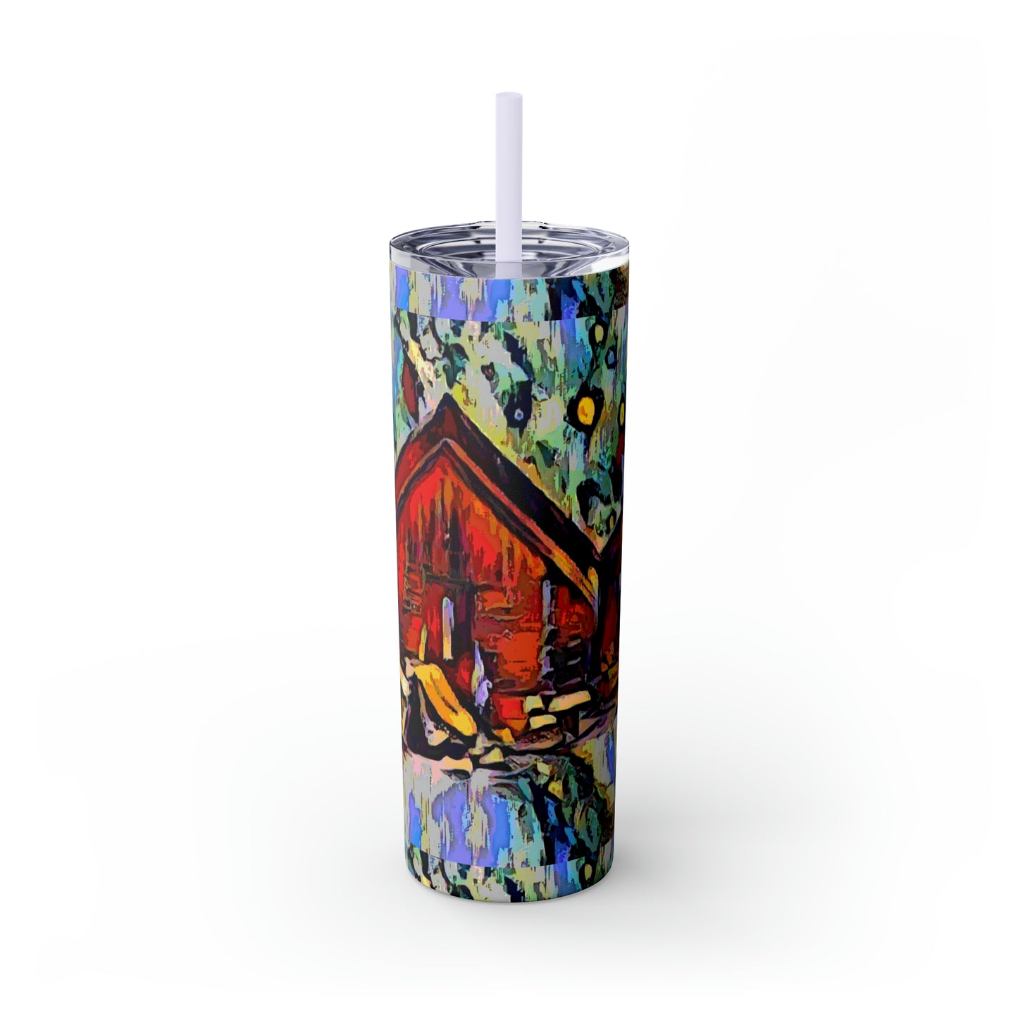 Skinny Tumbler with Straw, 20oz ... A Very Abstract "Mountain Winter Scene" ... Original Works. Copyright Phot's Photo_LODA: Les Objets D'Art. December 2023 ...